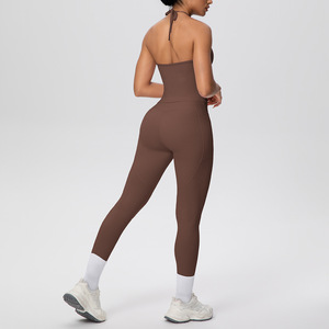 Nuovi Arrivi: Set Sportivo da Donna Alla Moda con Top Halter Allacciato e Leggings con Tasche Laterali, Completo Fitness e Yoga Personalizzabile - Product Image 2