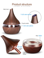 OEM Top Vente 300ml Grain de Bois Mini Diffuseur USB Home Spa Humidificateur d'Air en Bois