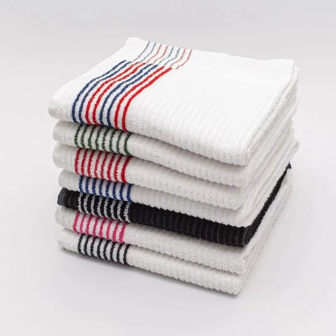 Professional Manufacturer Custom Logo Caddy Golf Towel Simple Design Striped Golf Towel