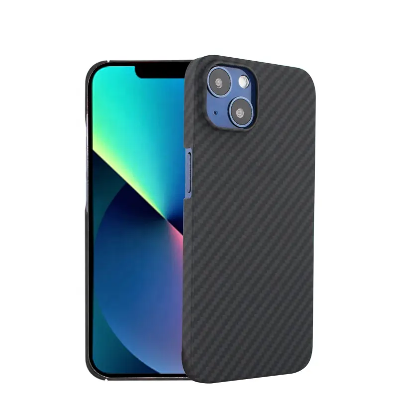 High-end Mobile Phone Cover Carbon Aramid Fiber 100% Pure Phone Case Cover Shell Black Grey twill For Apple iPhone 12 13 14