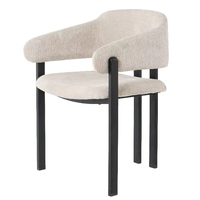 Fauteuil de salle à manger en velours VL au design moderne, rembourré, luxueux et confortable, avec pieds en métal