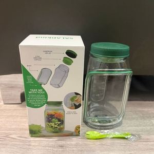 Conteneur de stockage alimentaire transparent avec logo personnalisé, conception détachable, pour salade en couches verticales, avec couvercle à vis vert - Product Image 2