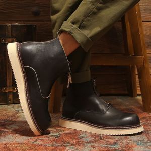 Men's <b>Winter</b> <b>Boots</b> - British Style Genuine Leather Elevated Stylish Fleece-Lined Outdoor <b>Work</b> Trendy Men's Footwear - Product Image 5