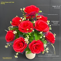 Bouquet de roses artificielles en maille, 12 roses en soie, fleurs décoratives de Chine, simulation de fleurs éternelles pour le festival Qingming