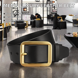 Ceinture en cuir de vachette de luxe pour homme, design personnalisé, haute couture, boucle en acier, style décontracté, pour jeans - Product Image 2