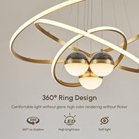 Lustres suspendus modernes à LED à 3 anneaux, à intensité variable, pour cuisine, hôtel, salon, décoration Starry Reflection