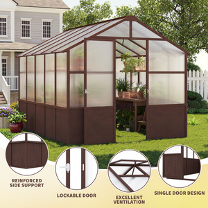 Kit de <span class=keywords><strong>serre</strong></span> 8x10 pieds en bois avec panneaux en polycarbonate de 6 mm, <span class=keywords><strong>serre</strong></span> avec ventilation réglable et porte verrouillable - Product Image 5