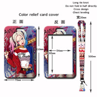 Porte-cartes en plastique mignon style Instagram, motif dessin animé, avec cordon de cou, pour carte de bus, carte repas étudiant et porte-clés, avec Harley Quinn