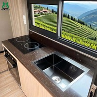 Maisons conteneurs en acier extensibles contemporaines, villas modernes minimalistes écologiques, appartements, hôtels, salons, écoles, cuisines