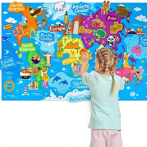 Tablero de Fieltro Educativo RS para Preescolar, de 2 a 4 Años, Mapa del Mundo de Fieltro con Lugares Famosos del Mundo, Juego de Tapete Educativo - Product Image 3