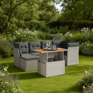 Conjunto de Sofá de Jardín de Ratán Gris con Cojines de Espuma de Alta Densidad, Muebles de Exterior de Diseño Contemporáneo, Ratán de PE Resistente a los Rayos UV - Product Image 2