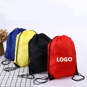Custom logo Wholesale Promotional Waterproof Drawstring Backpack Polyester Sports Storage Drawstring Bag