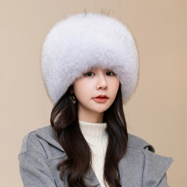 Hot Sell Russia Natural Fox Fur Hat Women Winter Thicken Warm Luxury Real Fur Hat Girl Handmade