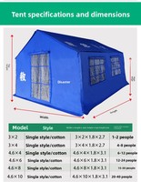 Tente de toit épaisse à trois couches pour toutes les saisons, en tissu Oxford 600D12 imperméable, tente de camping en coton plat coupe-vent