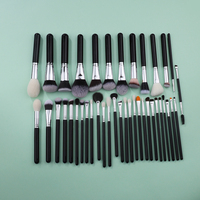 Ensemble de pinceaux de maquillage de luxe avec manche en bois noir, 40 pièces, personnalisés, en poils de chèvre et de poney, pour les yeux, les sourcils, le visage, outils cosmétiques