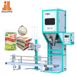 Yarı otomatik plastik pirinç paketleme makinesi 25kg/50kg çeltik tahıl değirmen dolum dikiş konveyör rekabetçi fiyat tartım - Product Image 1