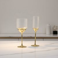 Galvanisch Gefärbtes Kristall-Gold Luxus Langstieliges Kelchglas Rotweinglas Champagnerglas Kreative Kerzenform