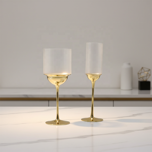 Verre à vin rouge <span class=keywords><strong>de</strong></span> luxe en cristal coloré électroplaqué or, <span class=keywords><strong>coupe</strong></span> à <span class=keywords><strong>champagne</strong></span> créative en <span class=keywords><strong>forme</strong></span> <span class=keywords><strong>de</strong></span> bougie - Product Image 2