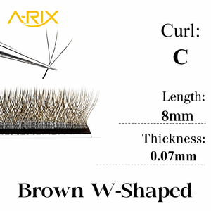 Extensions de cils A-RIX marron en forme de W, 3D 4D 5D, en cheveux synthétiques faits à la main, plateau de cils naturels et doux pour usage professionnel en salon - Product Image 5