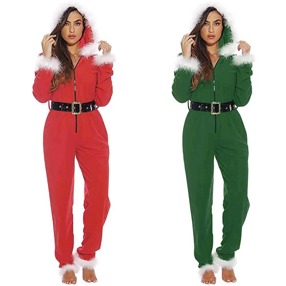 2020 wholesale clothes xmas festival catsuit cosplay party wear jumpsuit Christmas costume for women