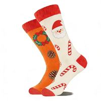 Chaussettes de compression unisexes mi-mollet en coton 100% imprimées pour Noël, avec logo personnalisé OEM ODM, anti-fatigue, pour le voyage et le sport
