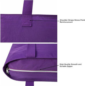 Sac à provisions à bandoulière en toile de coton recyclé <span class=keywords><strong>fuchsia</strong></span> de luxe avec fermeture à glissière logo brodé personnalisé poche intérieure de luxe - Product Image 5