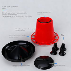 Equipo <span class=keywords><strong>para</strong></span> Granja Avícola Comederos y Bebederos de Plástico de 9 kg en Rojo y Negro <span class=keywords><strong>para</strong></span> Cría de <span class=keywords><strong>Pollos</strong></span> en Venta - Product Image 2