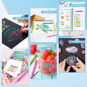 ओहुहू ग्लिटर मार्कर्स पेन: 12 ग्लिटर रंग धातु शिमर मार्कर ठीक टिप पानी आधारित स्याही - Product Image 5