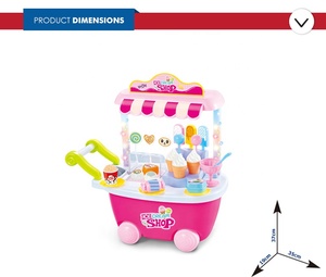 wholesale pretend play kitchen kids toy ice cream cart with light-music - Product Image 4