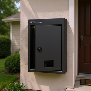 ตู้รับจดหมายติดผนังเหล็กแข็งแรงทนทาน Vevor ขนาด 12.5x6.3x16.9 นิ้ว สีดำ พร้อมกุญแจรหัส  ช่องรับจดหมายด้านหน้า - Product Image 2