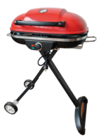 Barbecue électrique d'extérieur moderne en acier, pliable et portable, avec hauteur réglable et chariot pliable