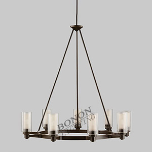 Lustre de villa moderne en fer forgé avec petit abat-jour en verre à hauteur réglable pour le salon des hôtels - Product Image 3