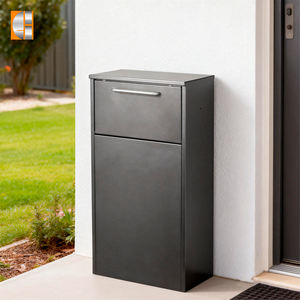 صندوق بريد كبير الحجم من الفولاذ لتسليم الطرود، قائم بذاته للاستخدام الخارجي، مع قفل بمفتاح، مضاد للسرقة ومقاوم للماء، سعة 38 لتر، للاستخدام المنزلي وفي الحديقة - Product Image 2