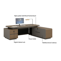 Bureau de direction de luxe moderne modulaire en forme de L, design classique haut de gamme, avec tiroirs, réglable