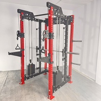 Máquina Smith Comercial con Power Rack, Polea Funcional, Estación de Ejercicios Pec Fly y Lat Pulldown