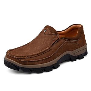 Mocassins pour hommes en cuir de vache véritable faits à la main, à <span class=keywords><strong>lacets</strong></span>, bas de gamme, pour le travail en extérieur, la randonnée, le trekking et le cross-country - Product Image 1