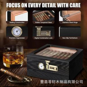 Nouvel humidor à cigares en bois pour la maison, avec couvercle transparent, boîte de rangement pour cigares en bois massif, boîte de collection de cigares en bois - Product Image 2