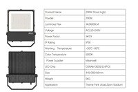 8 Projecteurs LED SMD 200W IP65 Gris & Noir, Angle de Faisceau Réglable à 150°, Garantie 3 Ans pour Terrains de Padel