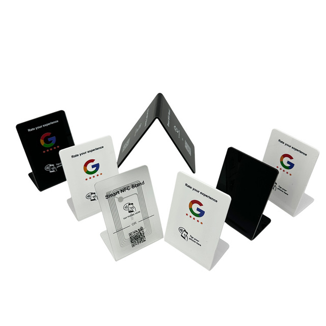Custom Acrylic NFC Review Stand Table Display QR Code for Google Review Instagram Facebook Restaurant Menu Social Media
