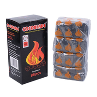 Lot de 96 charbons à chicha modernes et durables à combustion lente, parfum noix de coco, avec boîte cadeau, pour usage en bar