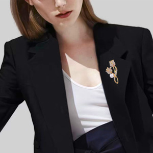Broche de tulipán de estilo chino, moderno y retro, para cuello, abrigo, chaqueta, pin, accesorio de traje - Product Image 2