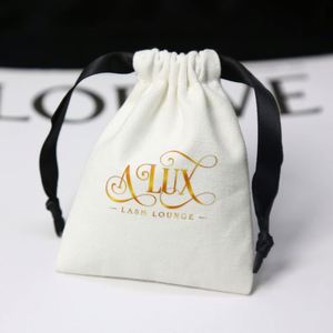 Custom Logo Printed <b>Drawstring</b> Cotton Canvas Jewelry Bag Small Canvas Gift Jewelry <b>Pouch</b> - Product Image 2