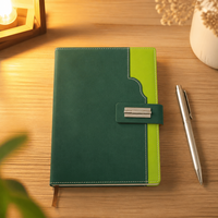 Carnet en cuir végétalien effet suède bicolore avec logo personnalisé, format A5, fermeture à bouton pression festonné, vente en gros OEM