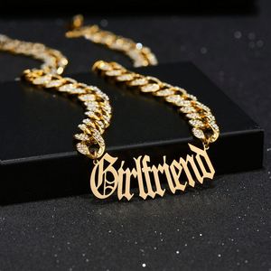 High Quality Cuban Link Diy Fineiced Out <b>Custom</b> <b>Name</b> Jewelry 18K Gold Filled Plate Diamond Neckless Jewelry Men Pendant - Product Image 1