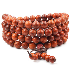 Kalung Mala Doa Budha Pria dan Wanita, Perhiasan Gelang Hadiah Manik-manik Kayu 8Mm