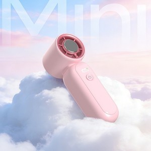 Mini ventilateur portable haute vitesse rechargeable à piles, options de couleurs rose, blanc, violet clair - Product Image 2