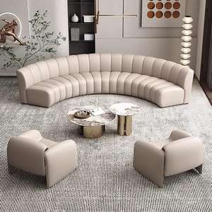 Ensemble de canapés d'hôtel en cuir courbé avec deux fauteuils pour hall d'accueil et salles VIP - Product Image 2