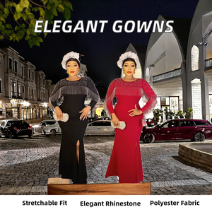 Robe de soirée longue en polyester avec strass, de qualité supérieure, pour femmes africaines, style Kanga, élégante, en stock - Product Image 2