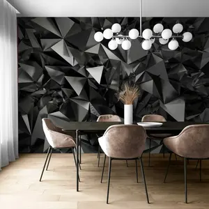 Kertas dinding rumah dekoratif 3D kristal Obsidian untuk ruang tamu mewah