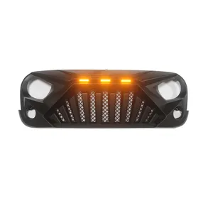Hot Selling Automotive Parts Black Front Grille With Light Front Bumper Grille Fit For Jeep Wrangler JK2007-2017